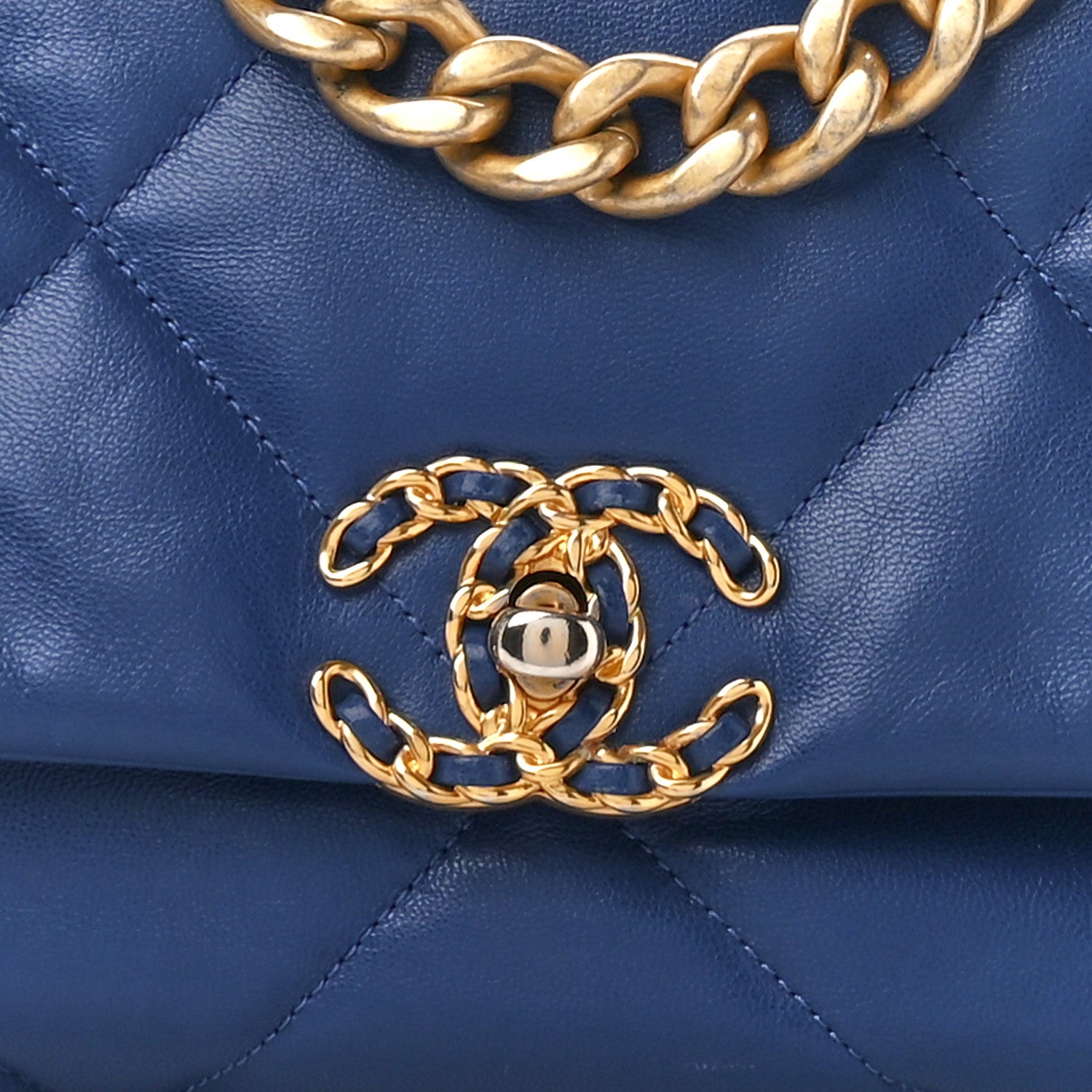 Chanel Lambskin Quilted Medium Chanel 19 Flap Blue 8 of 12