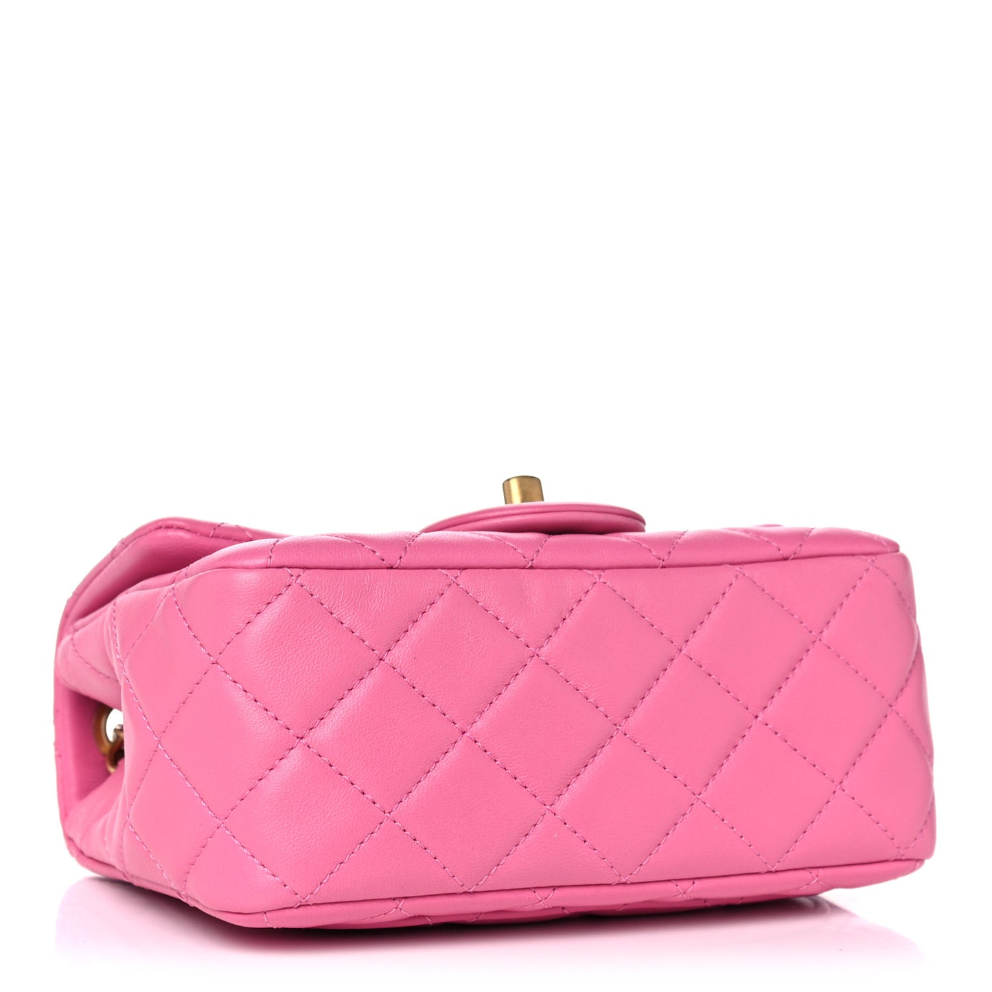 Lambskin Quilted Mini Pearl Crush Flap Pink