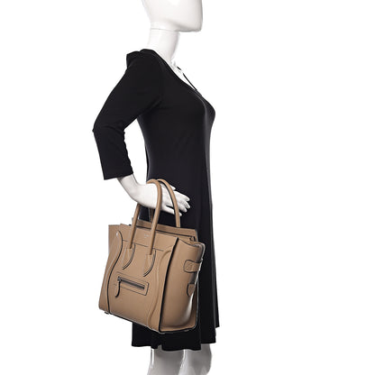 Celine Drummed Calfskin Micro Luggage Dune 2 of 9
