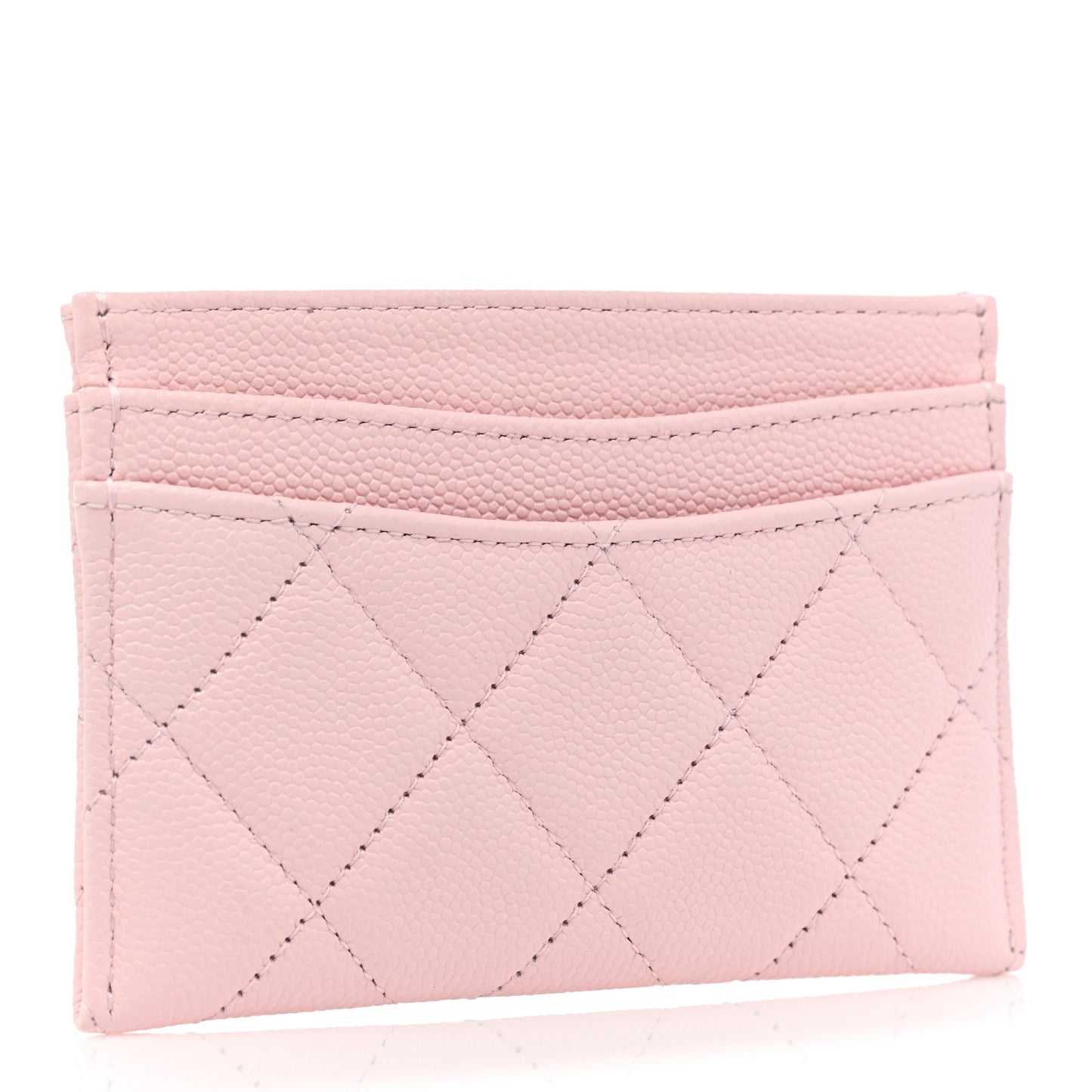 Caviar Quilted Card Holder Light Pink