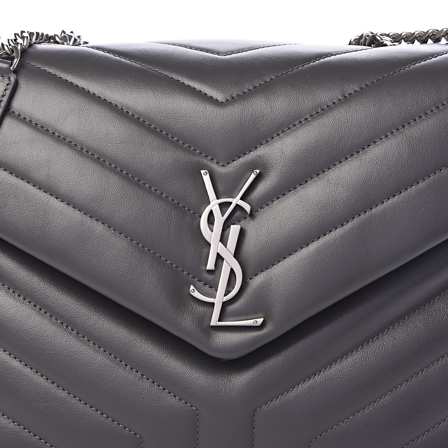 Saint Laurent Calfskin Y Quilted Monogram Medium Loulou Chain Satchel Earth 10 of 10