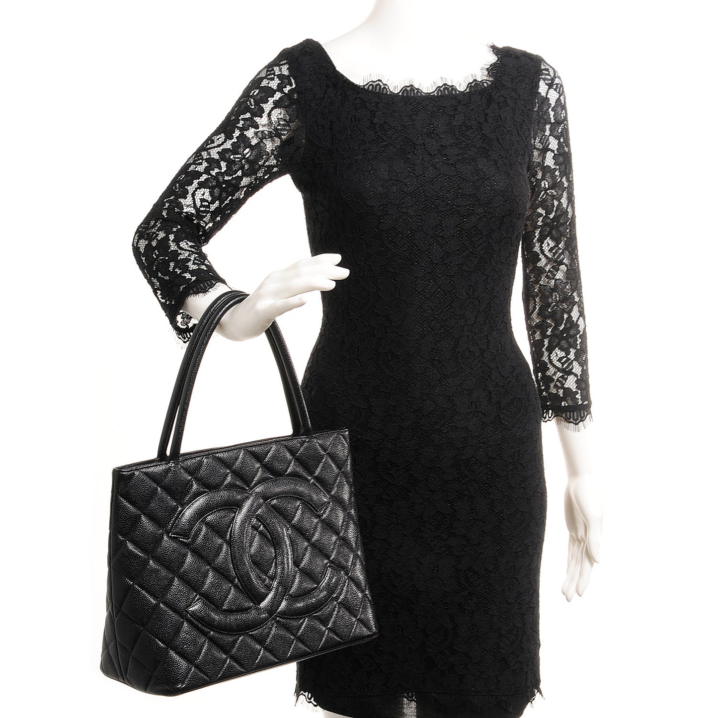 Caviar Medallion Tote Black