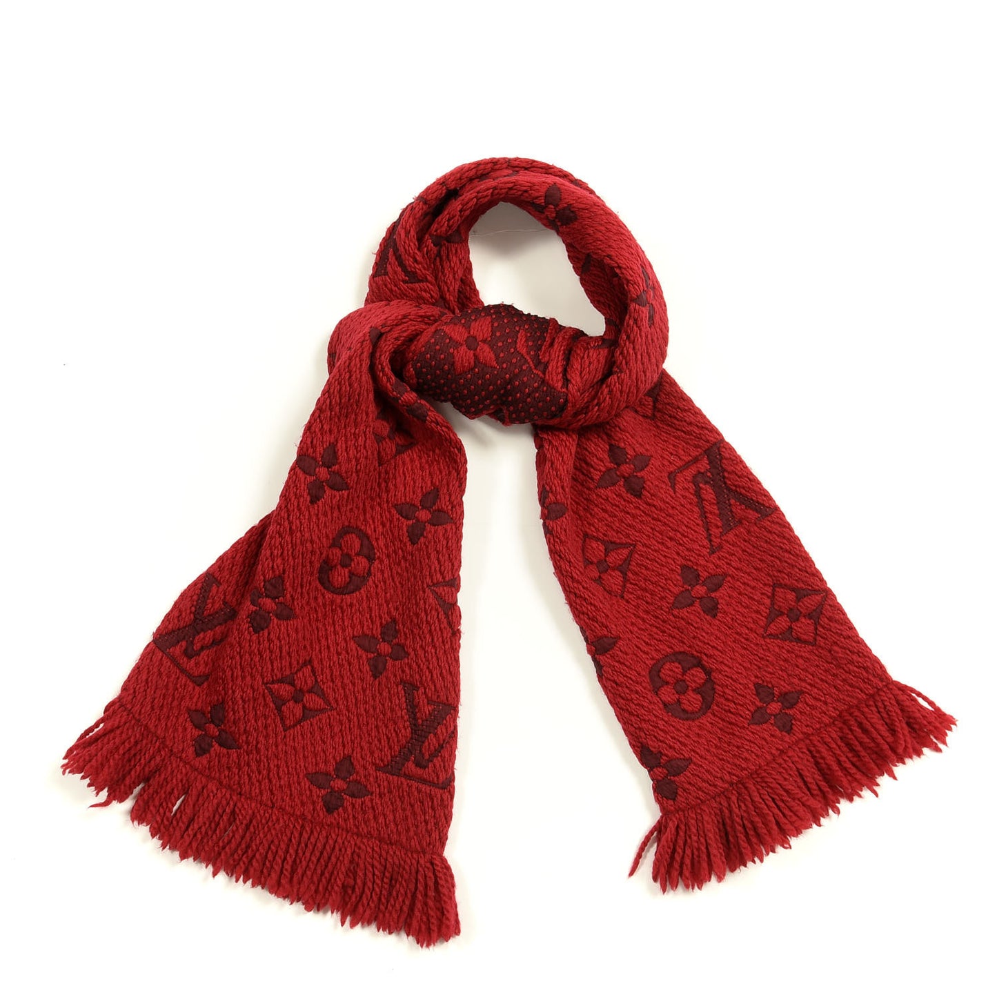 Wool Silk Logomania Scarf Rubis