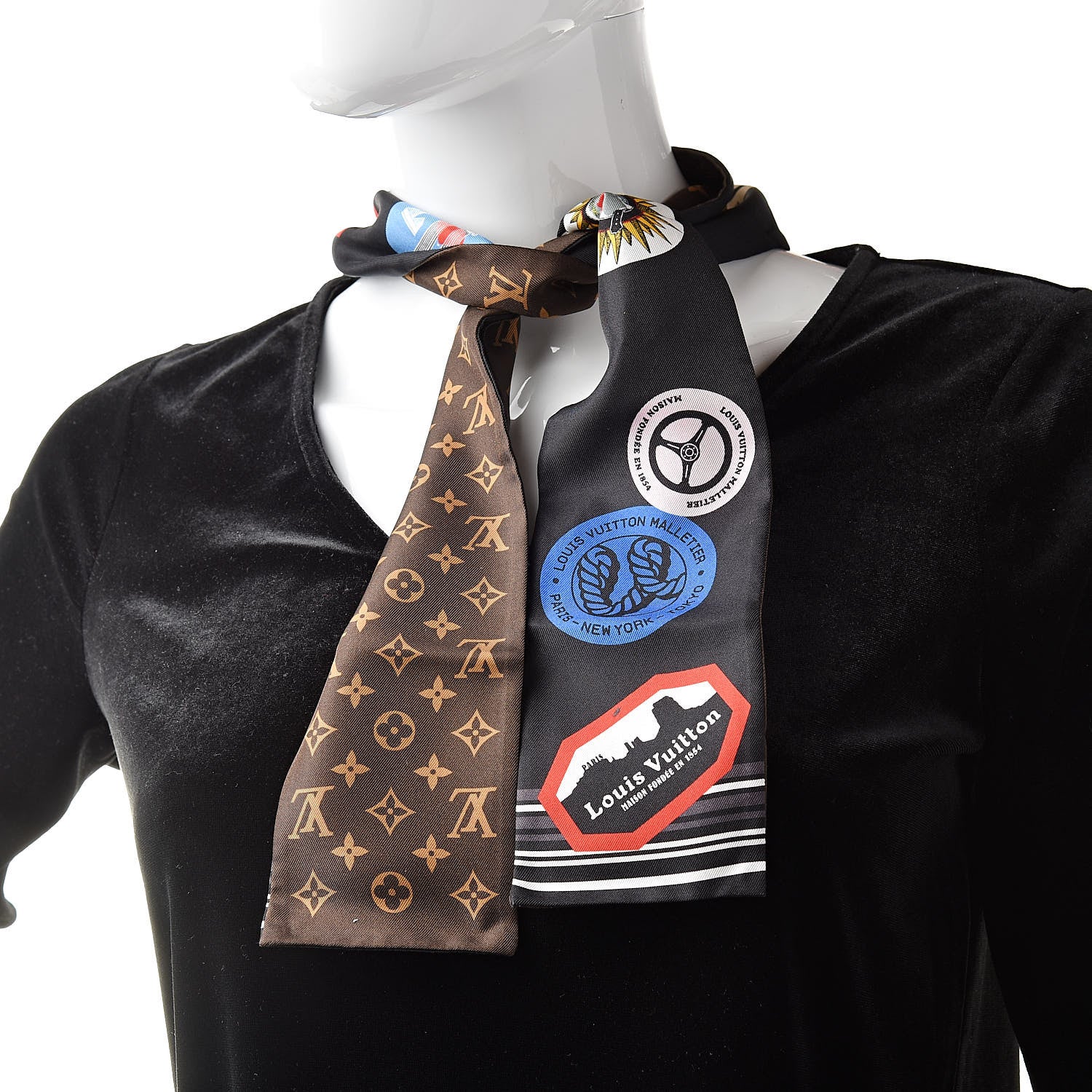 Louis Vuitton Silk Monogram World Tour Stickers Bandeau Black 2 of 5