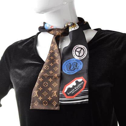 Louis Vuitton Silk Monogram World Tour Stickers Bandeau Black 2 of 5
