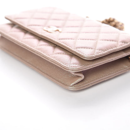 Chanel Iridescent Caviar Quilted Wallet On Chain WOC Beige 9 of 12