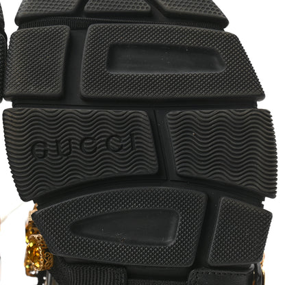 Gucci X SEGA Metallic Calfskin Mesh Removable Crystals Womens Flashtrek Sneakers 38 Silver Black 6 of 10