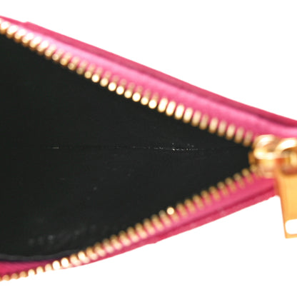 Saint Laurent Grain De Poudre Matelasse Chevron Monogram Fragments Zippered Card Case Fresh Fuxia 5 of 9