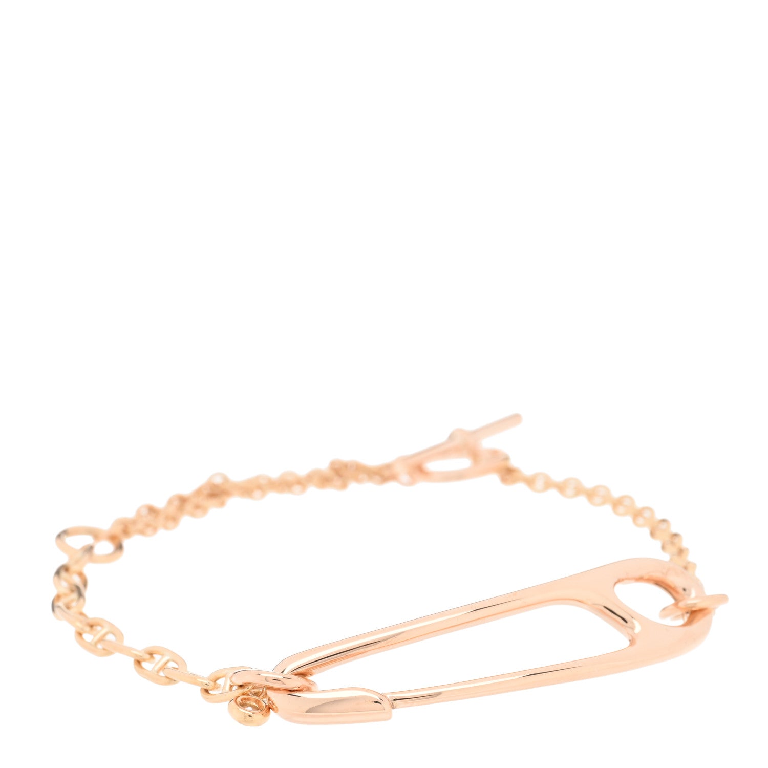Hermes 18K Rose Gold Diamond MM Chaine d'Ancre Punk Bracelet SH 1 of 3