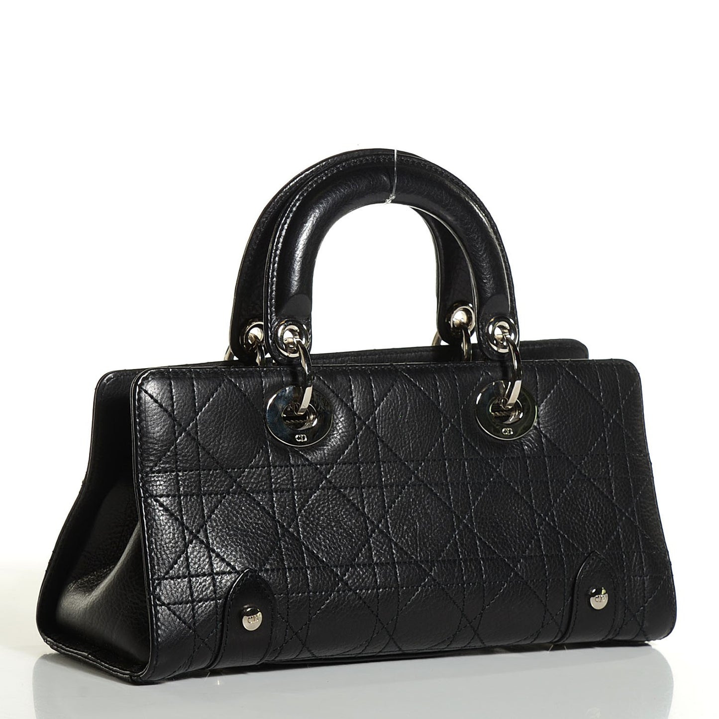 Calfskin Cannage Stitched Small East West Lady Dior Black