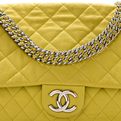 Chanel Washed Lambskin Quilted Maxi Chain Around Flap Yellow 8 of 11