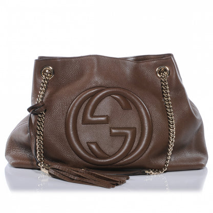 Gucci Pebbled Calfskin Medium Soho Chain Shoulder Bag Maple Brown 1 of 7