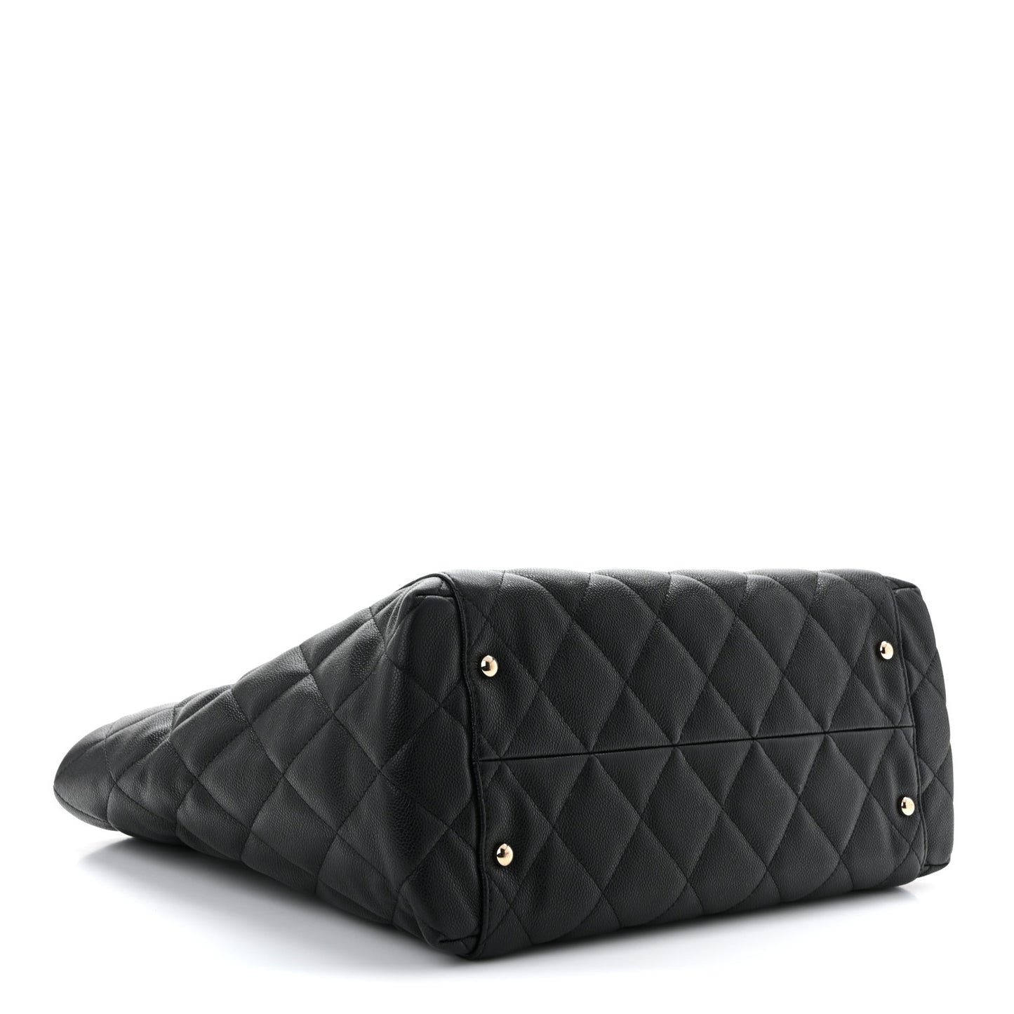 Caviar Quilted Large Shopping Tote Black