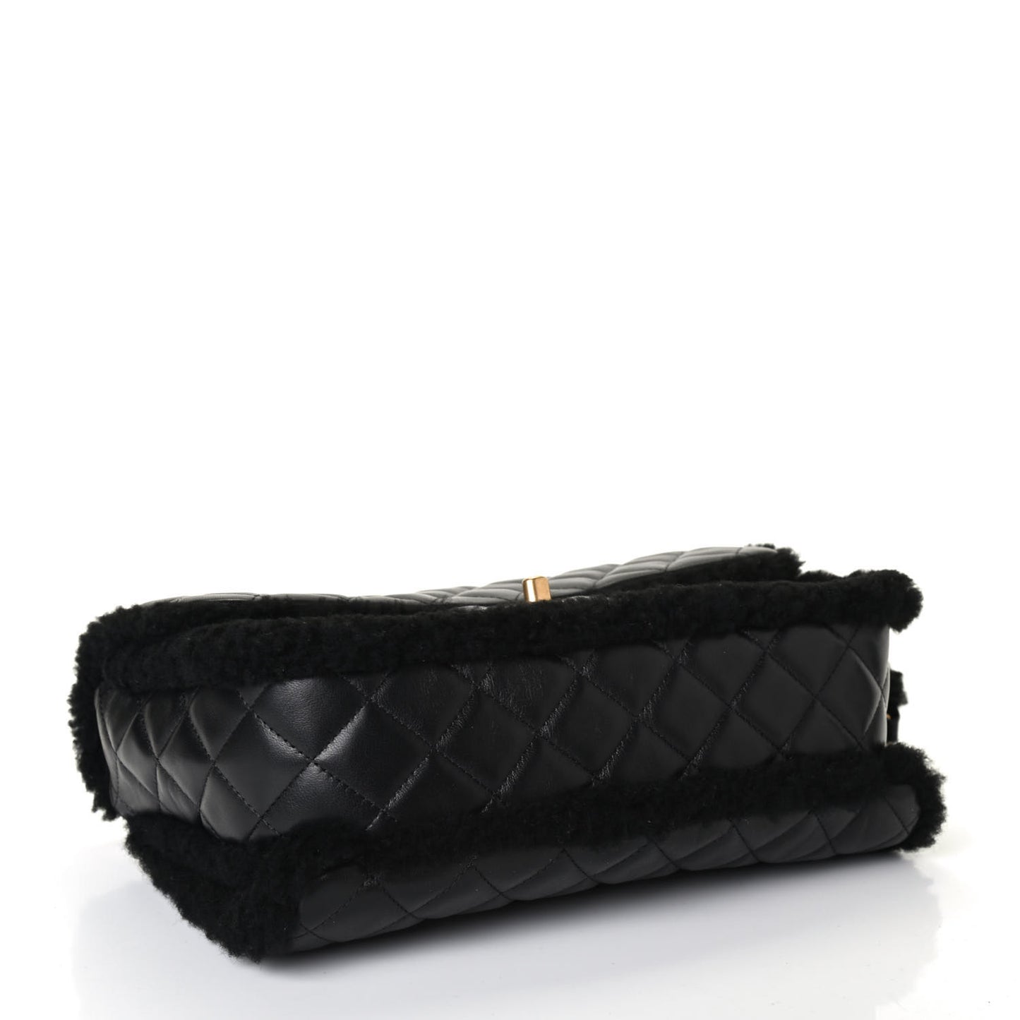 Lambskin Shearling Large CC Flap Bag Black