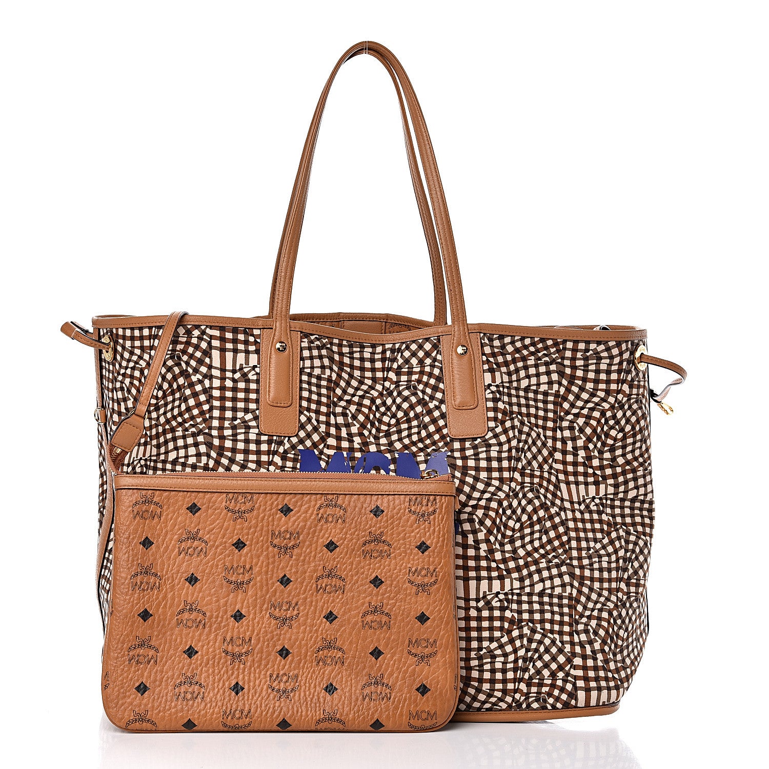 MCM Visetos Large Liz Reversible Shopper Tote Cognac 6 of 18