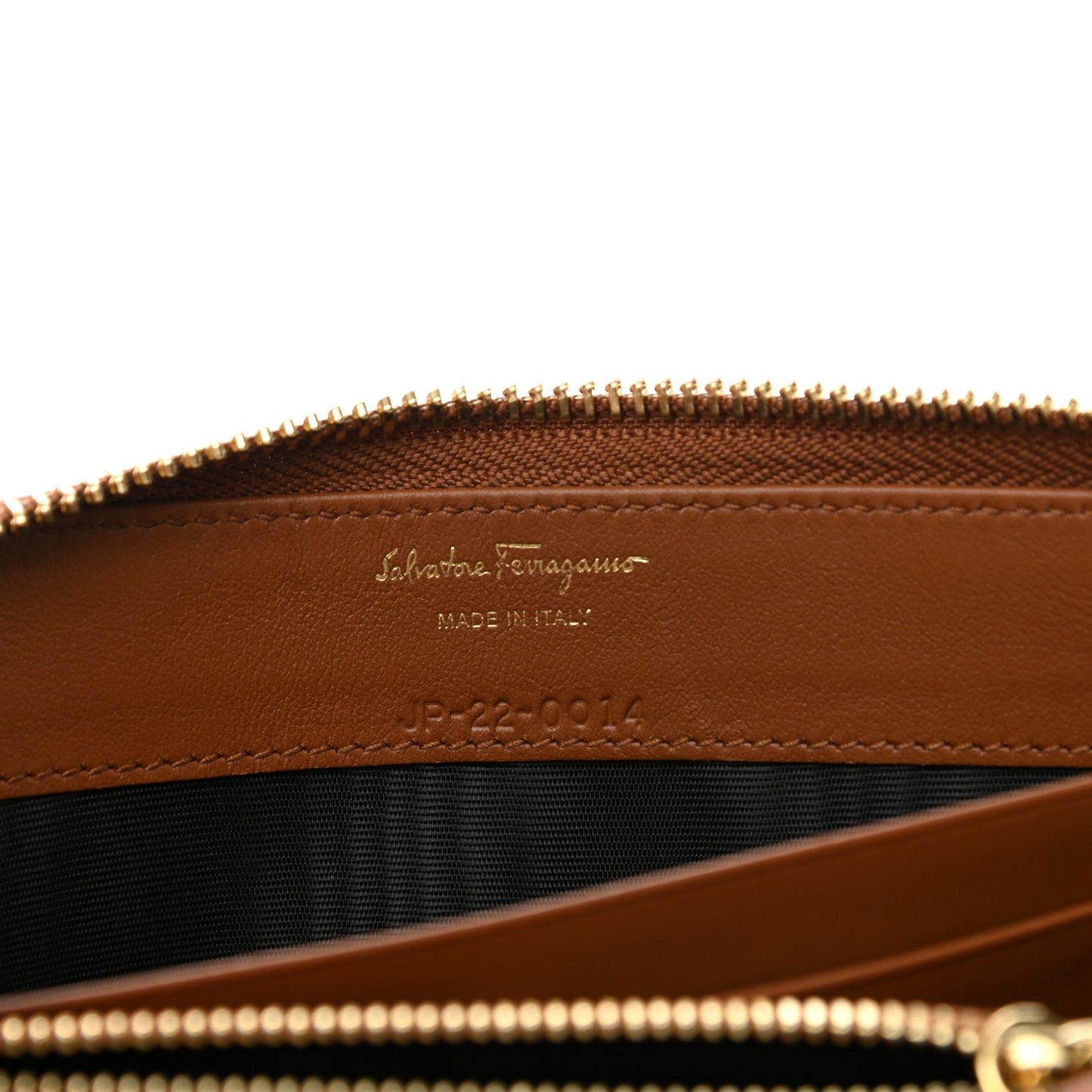 Calfskin Vara Bow Zip Wallet Brown