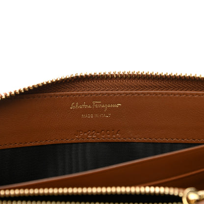 Salvatore Ferragamo Calfskin Vara Bow Zip Wallet Brown 6 of 9