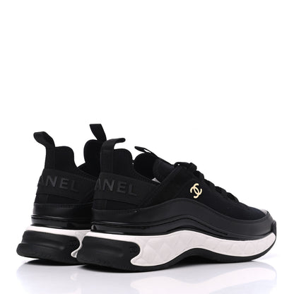 Chanel Velvet Calfskin Mixed Fibers CC Sneakers 41 Black 4 of 9