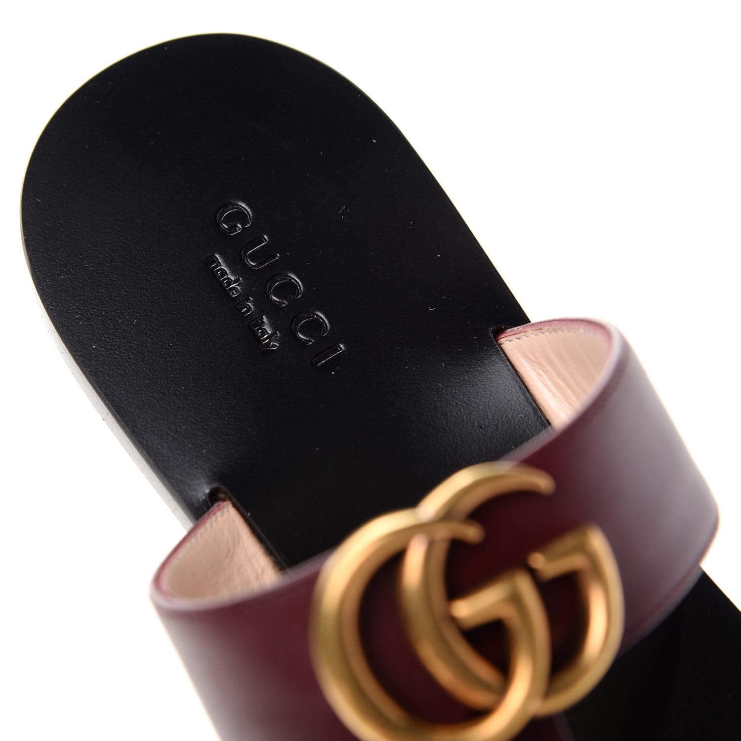 Gucci Calfskin GG Marmont Thong Sandals 37 Vintage Bordeaux 8 of 10