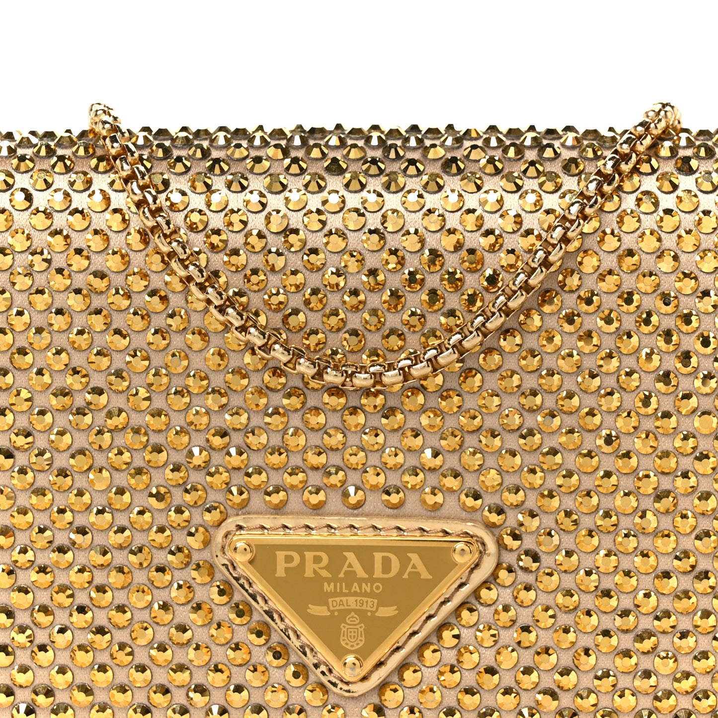 Satin Crystal Metal Triangle Logo Card Holder With Strap Platino