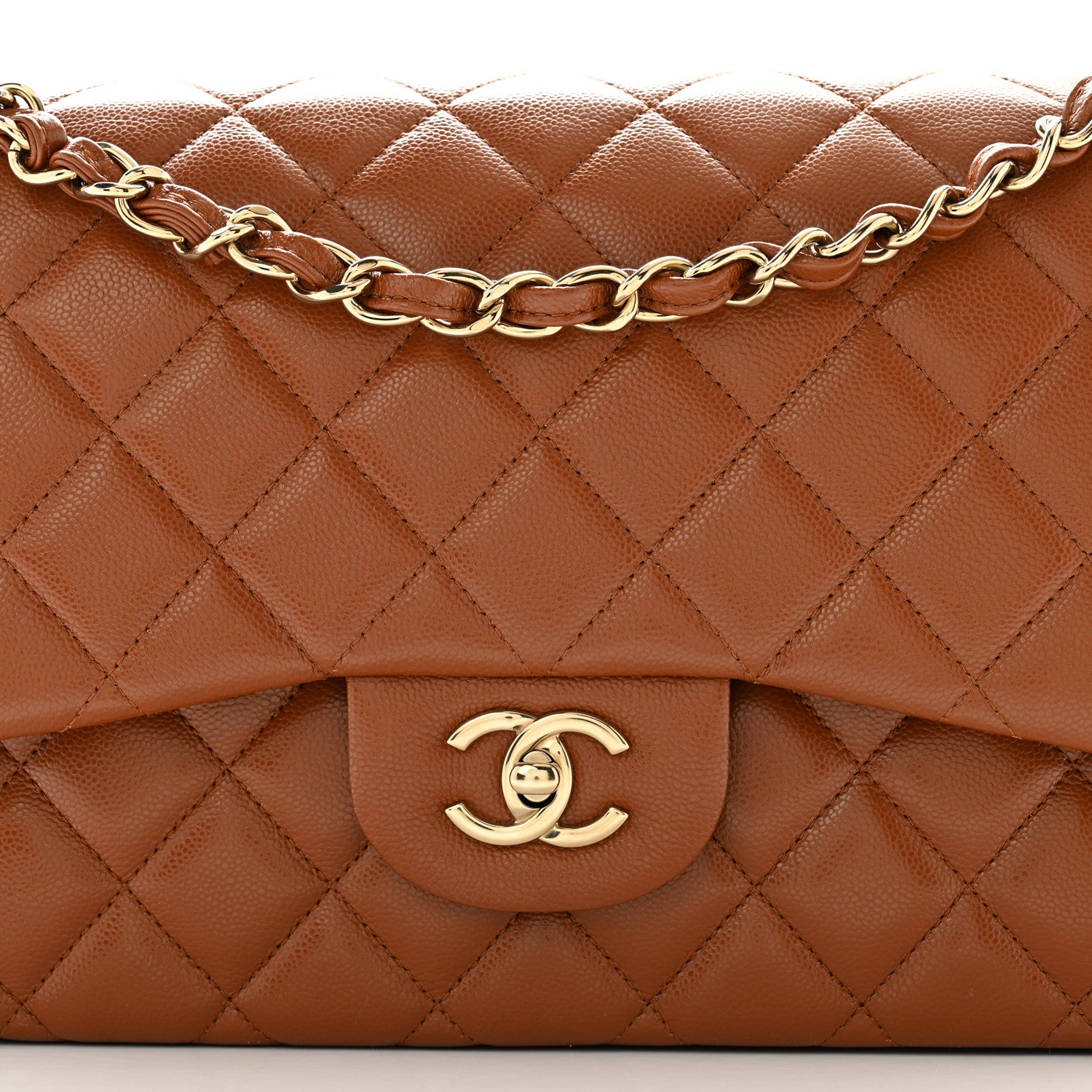 Chanel Caviar Quilted Jumbo Double Flap Light Brown 8 of 10