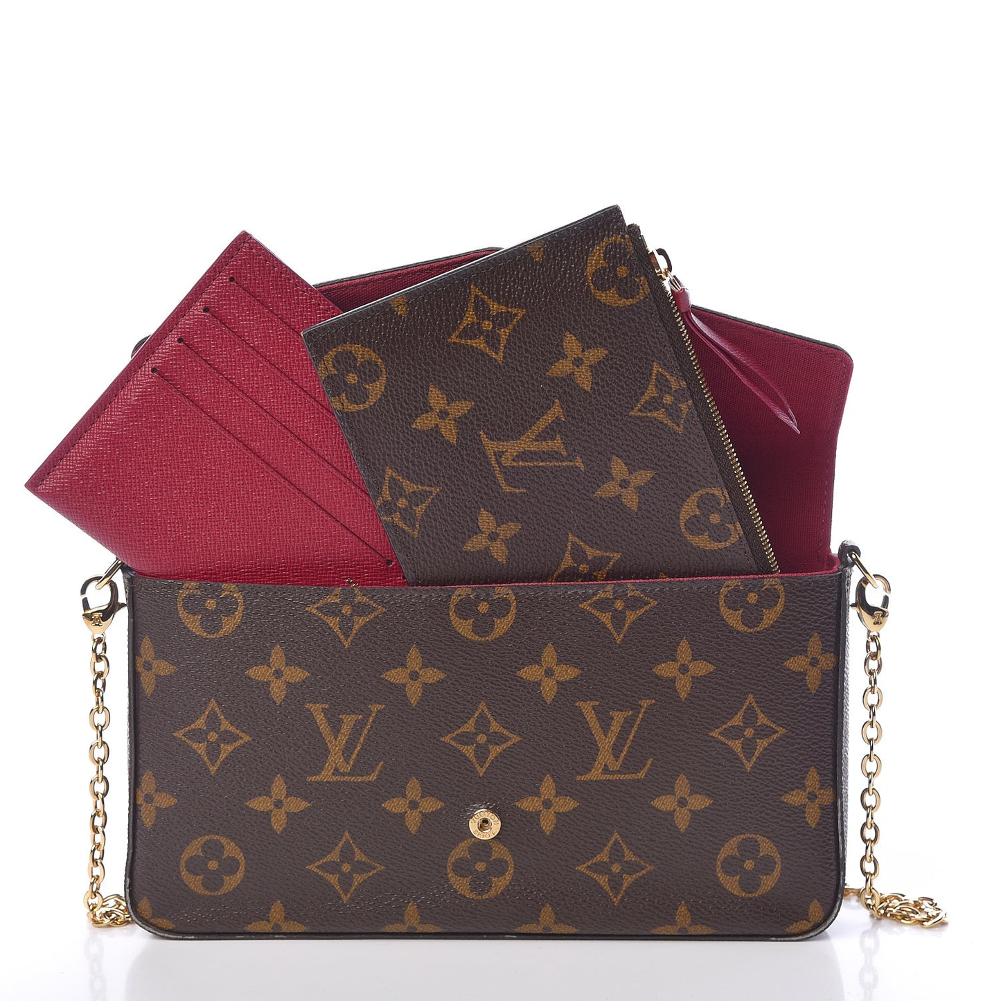Monogram Pochette Felicie Chain Wallet Fuchsia