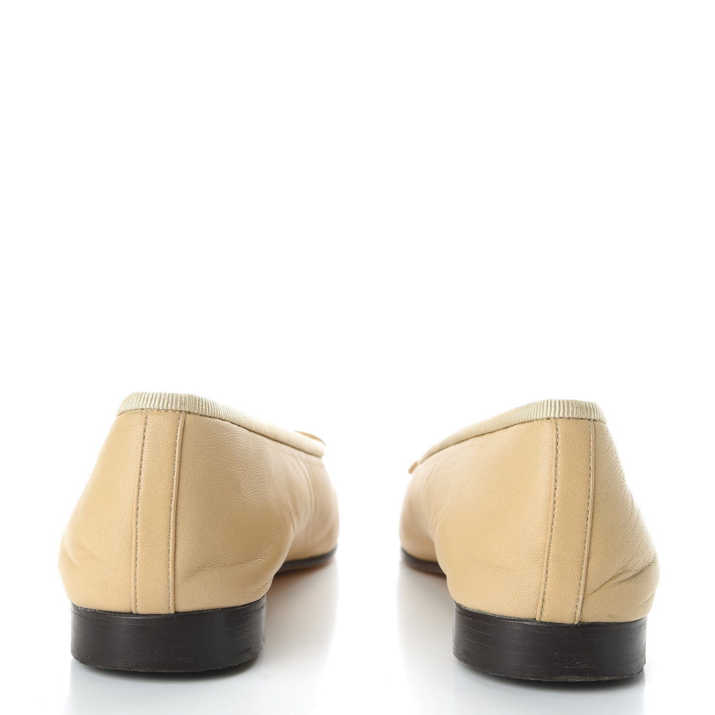 Lambskin Cap Toe CC Ballerina Flats 36.5 Beige Black