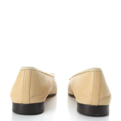 Chanel Lambskin Cap Toe CC Ballerina Flats 36.5 Beige Black 6 of 10
