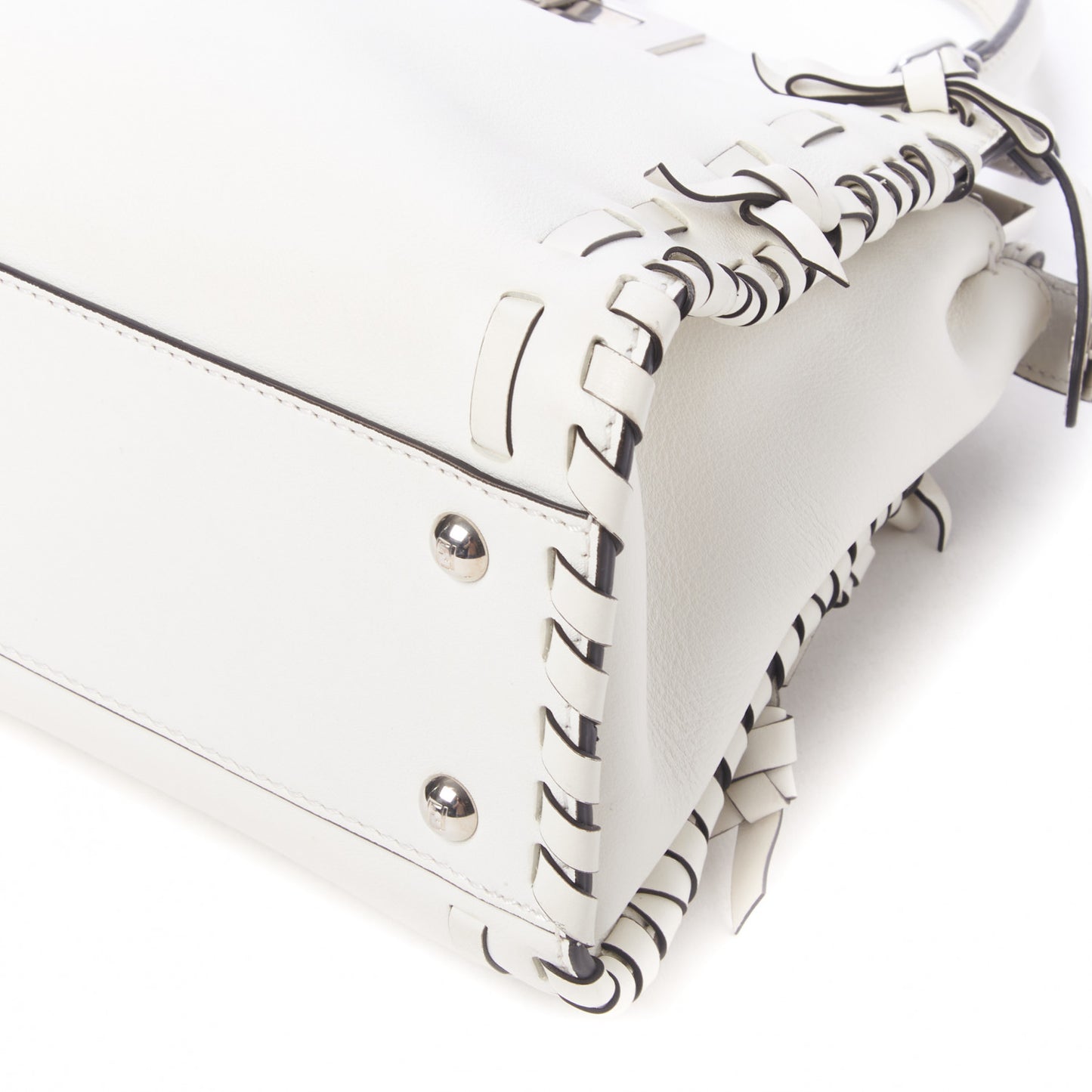 Vitello Seta Century Nappa Whipstitch Medium Peekaboo Iconic Satchel White