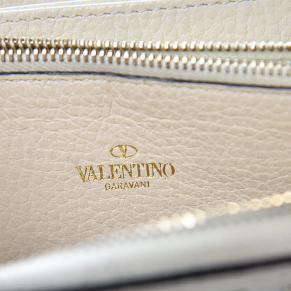 Valentino Garavani Pebbled Calfskin Rockstud Zip Around Wallet Ivory 6 of 13
