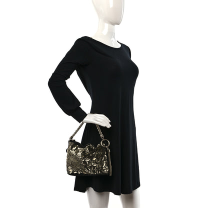 Jimmy Choo Silk Sequin Tassel Callie Shoulder Bag Black Gold 2 of 8