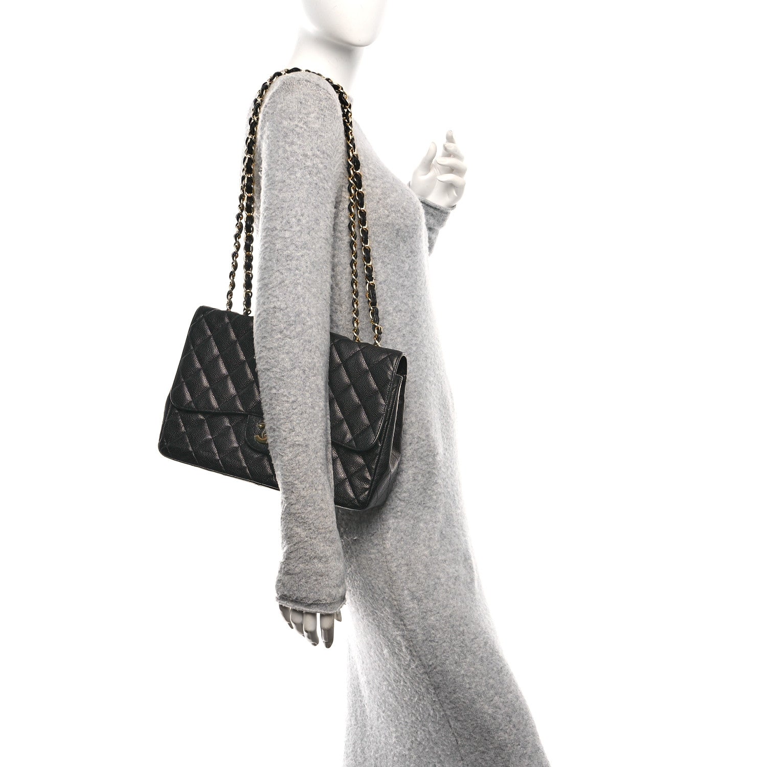 Chanel Caviar Quilted Jumbo Single Flap Black 3 of 11