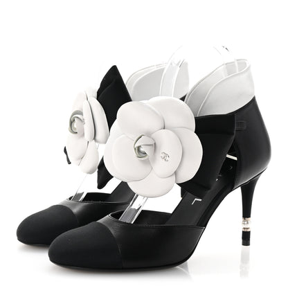 Chanel Lambskin Grosgrain Cap Toe Camellia Mary Jane Platform Pumps 36.5 Black 4 of 10