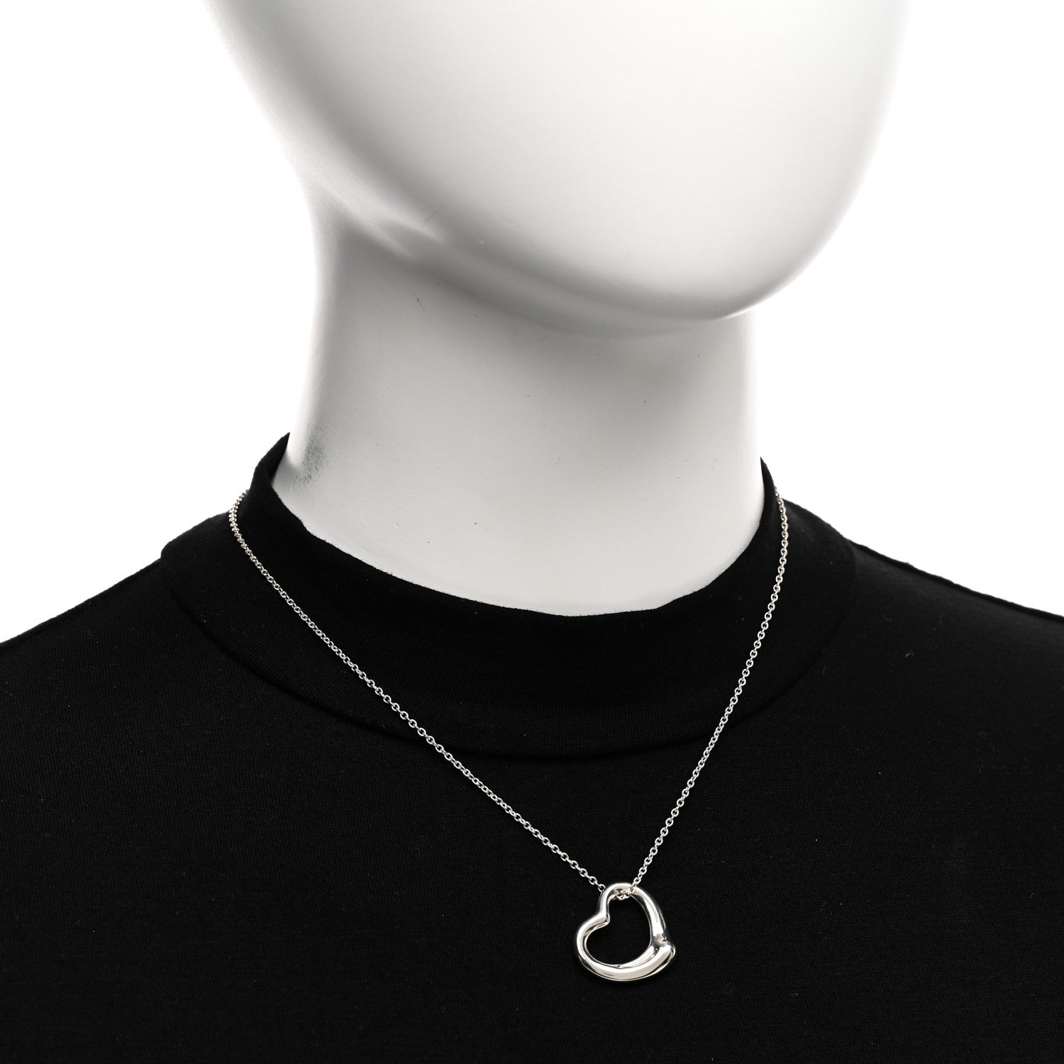 Tiffany Sterling Silver 22mm Elsa Peretti Open Heart Pendant Necklace 2 of 5