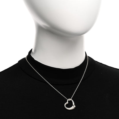 Tiffany Sterling Silver 22mm Elsa Peretti Open Heart Pendant Necklace 2 of 5