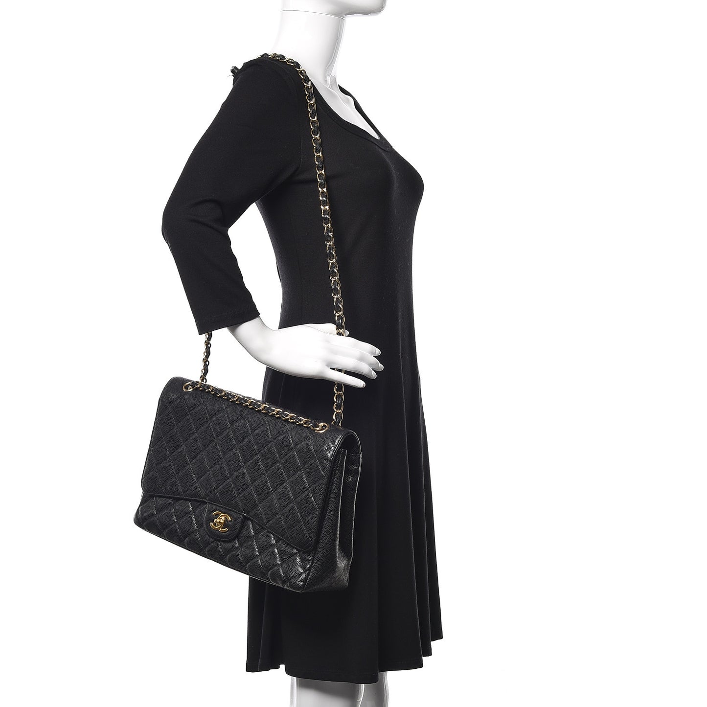 Caviar Quilted Maxi Single Flap Black