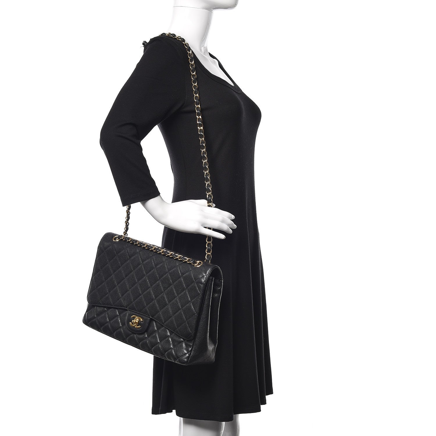 Chanel Caviar Quilted Maxi Single Flap Black 2 of 11