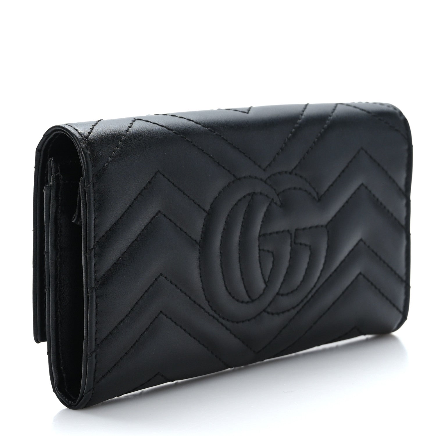 Gucci Calfskin Matelasse GG Marmont Continental Wallet Black 3 of 7