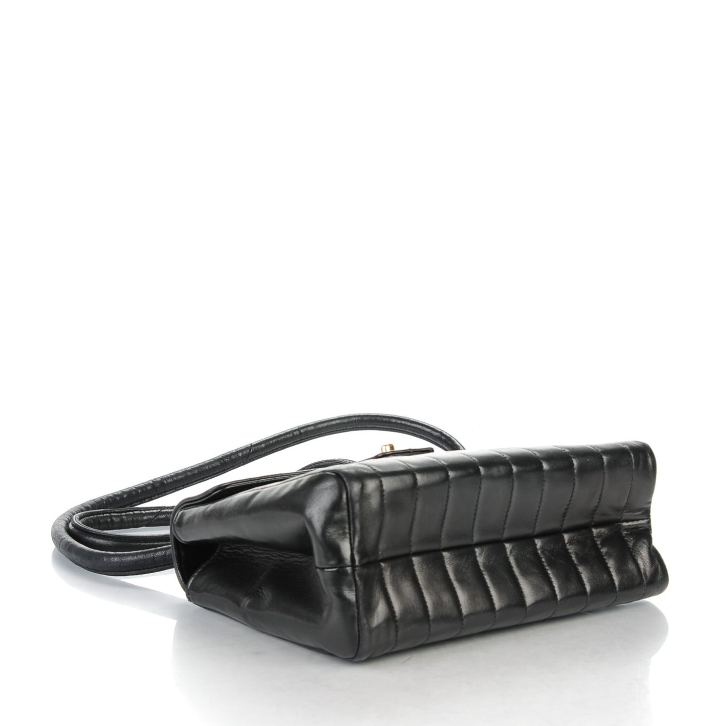 Lambskin Vertical Quilted Flap Black