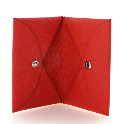 Hermes Chevre Mysore Calvi Card Case Rouge Tomate 5 of 7