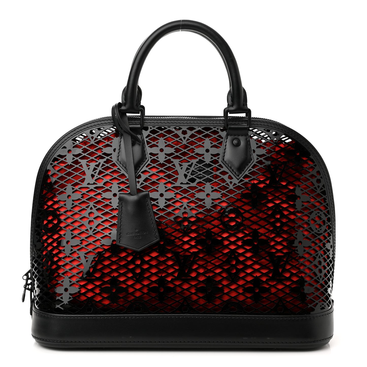 Patent Calfskin Laced Monogram Alma PM Black
