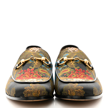Gucci Jacquard Horsebit Artichoke Flower Mens Jordaan Loafers 7 Black Multicolor 2 of 9