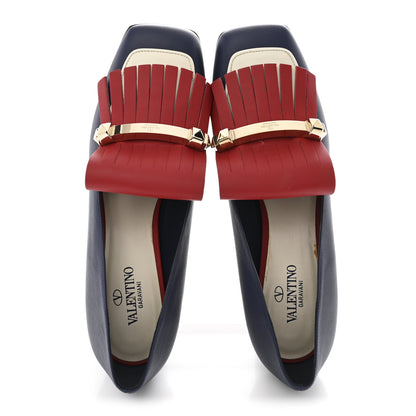 Valentino Garavani Nappa Rockstud Uptown Fringe Loafer 50 Pumps 40 Rosso Valentino Ivory Pure Blue 2 of 11