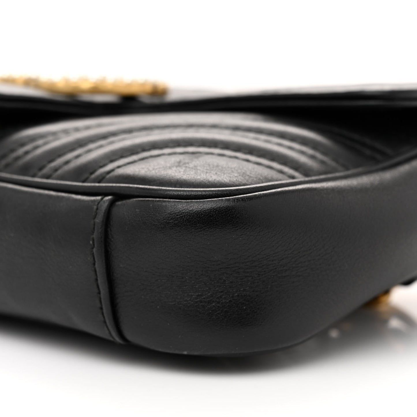 Calfskin Matelasse Pearly GG Marmont Chain Belt Bag Black