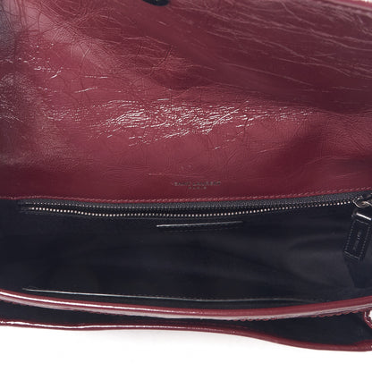 Saint Laurent Crinkled Calfskin Matelasse Monogram Medium Niki Chain Satchel Burgundy 7 of 9