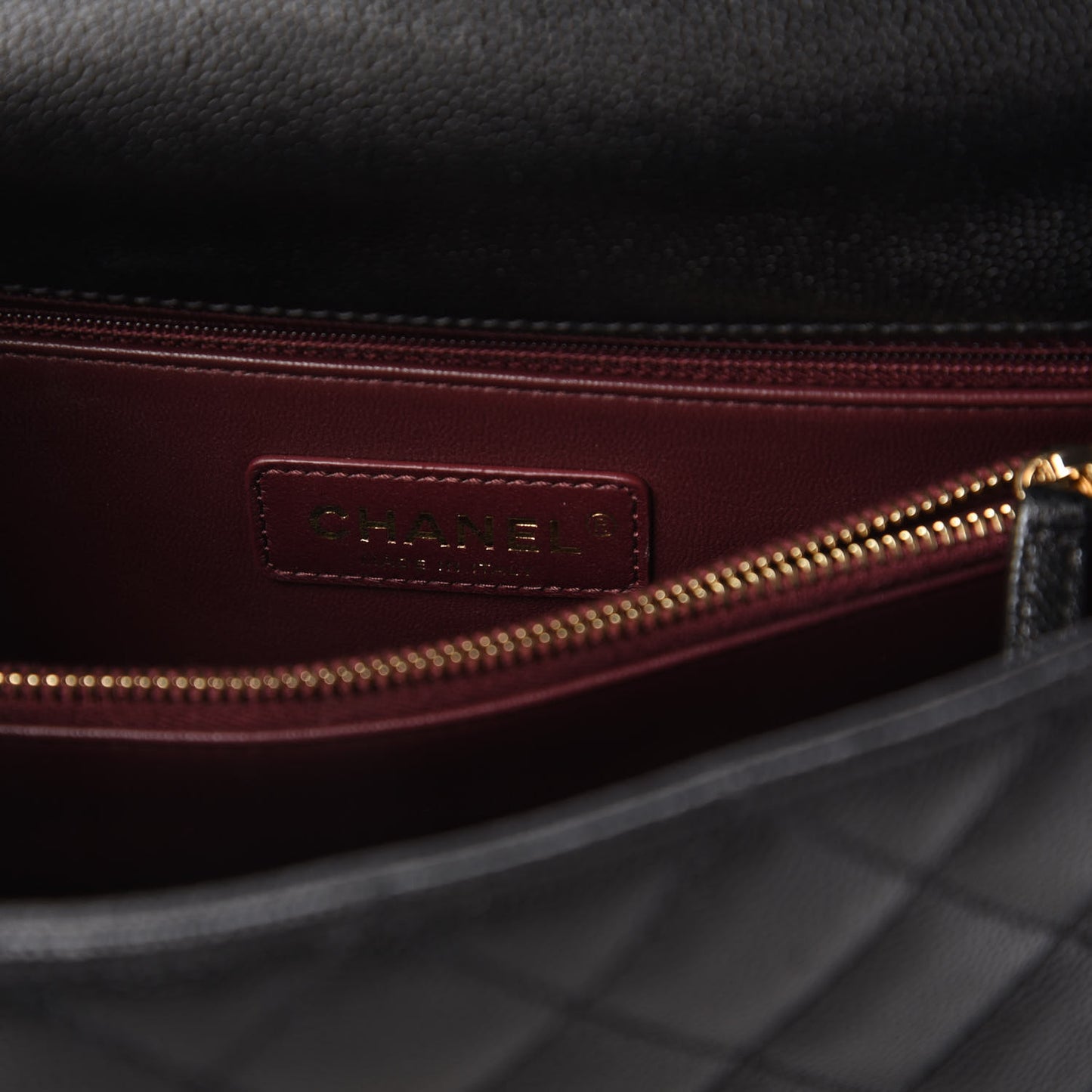 Caviar Quilted Small Coco Handle Flap Black