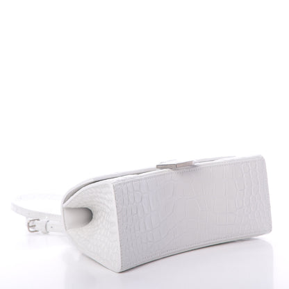 Balenciaga Calfskin Crocodile Embossed Small Hourglass Top Handle Bag White 4 of 13