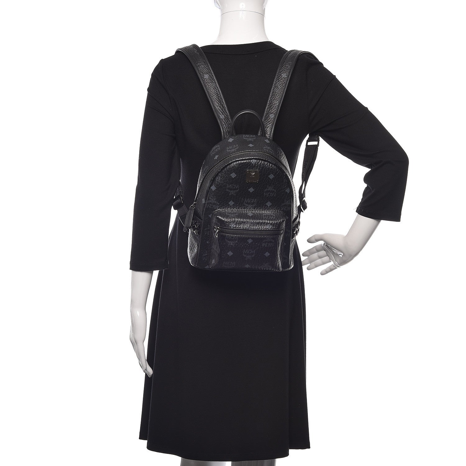 MCM Visetos Side Stud Mini Stark Backpack Black 2 of 10