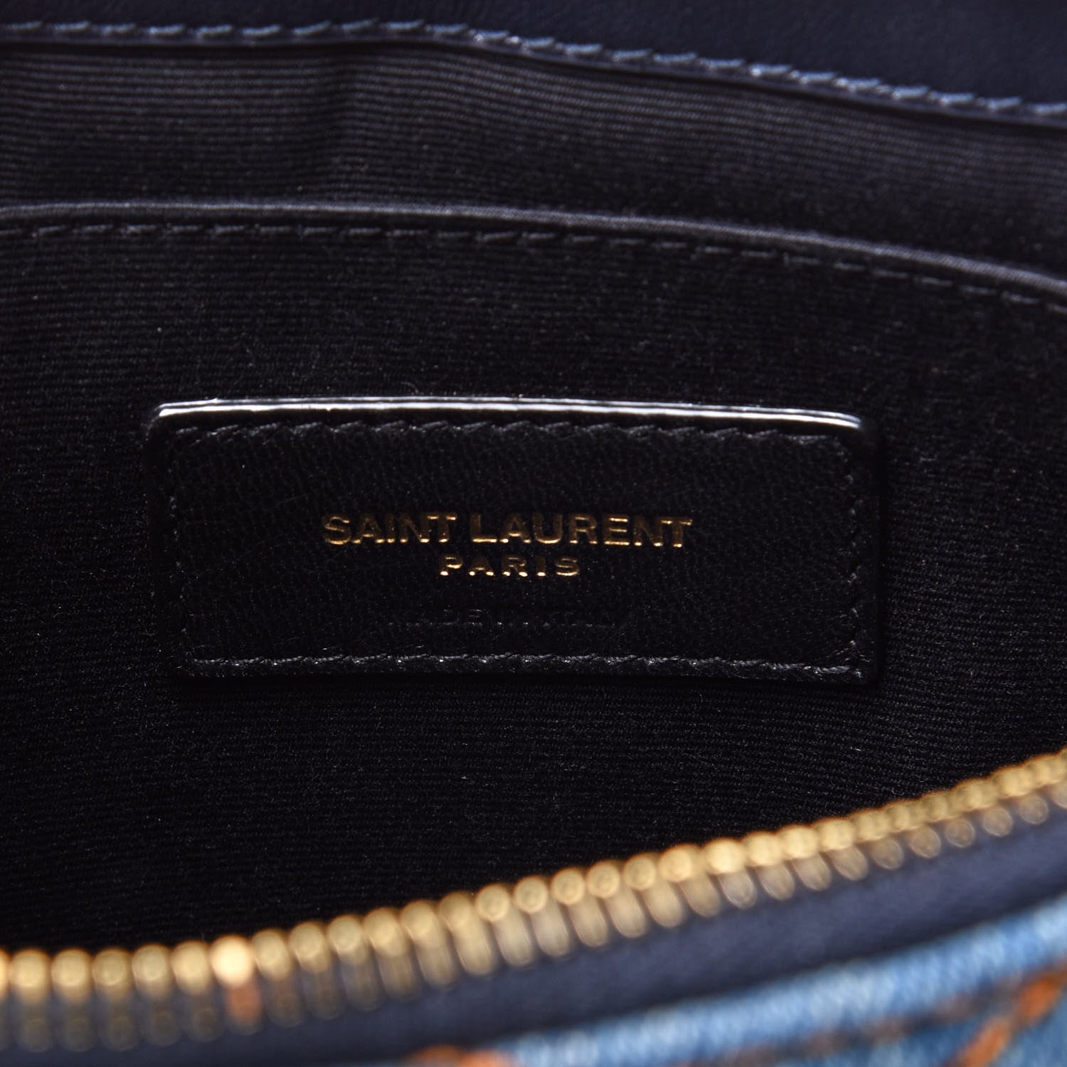 Saint Laurent Denim Matelasse Chevron Monogram A5 Wristlet Blue 6 of 11