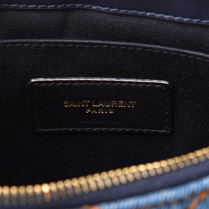 Saint Laurent Denim Matelasse Chevron Monogram A5 Wristlet Blue 6 of 11